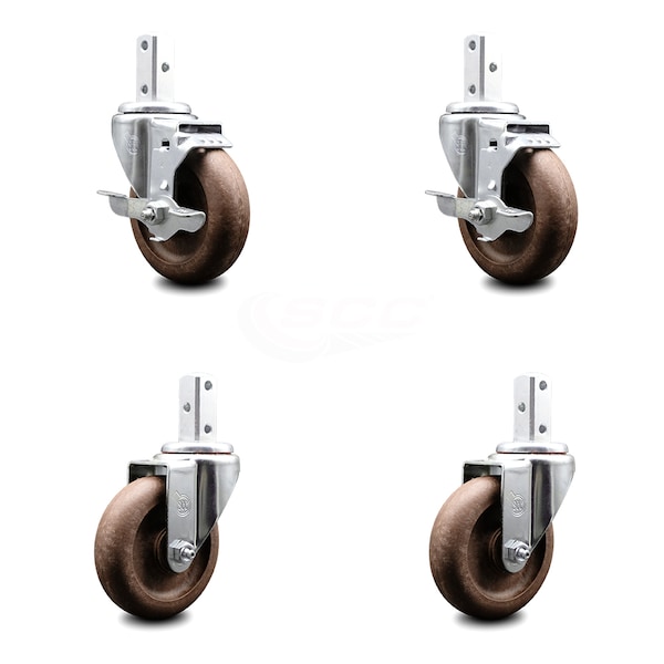 Service Caster 4 Inch High Temp Glass Filled Nylon 7/8 Inch Square Stem Caster Brakes SCC, 2PK SCC-SQ20S414-GFNSHT-TLB-78-2-S-2 - main